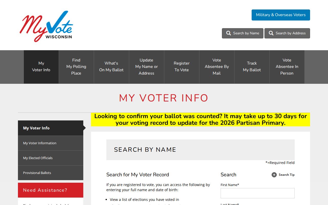 Manitowoc resident lookup through Wisconsin MyVote