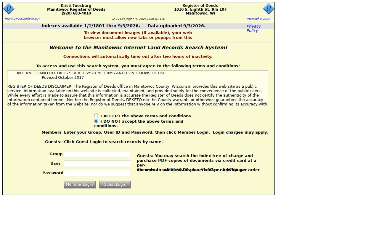 Manitowoc County land records search