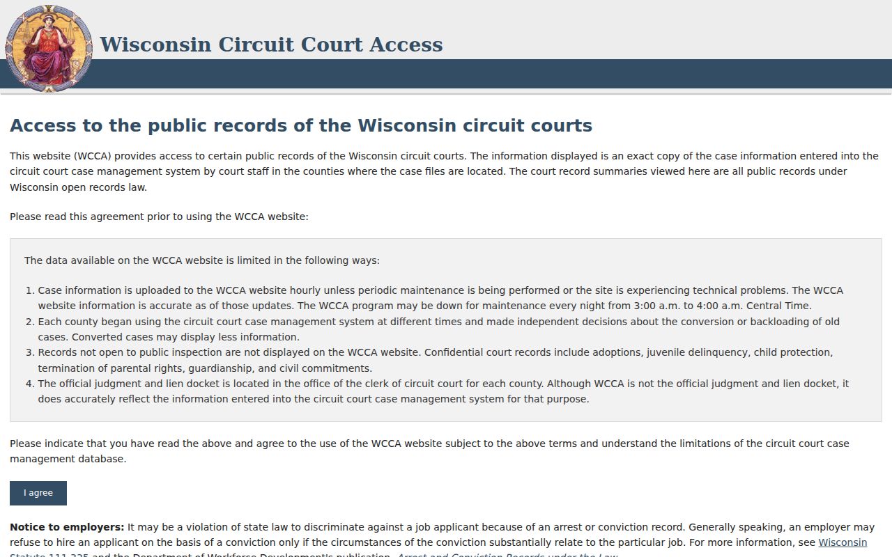 Wisconsin Circuit Court Access name search for Manitowoc cases